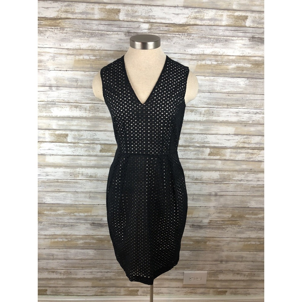 H&M Sleeveless Dress Women's Size Small 6  Black Eyelet